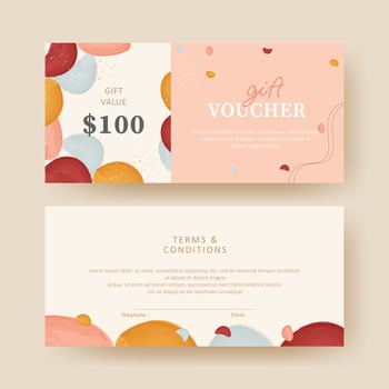 Gift voucher. Coupon template with colorful watercolor design vector