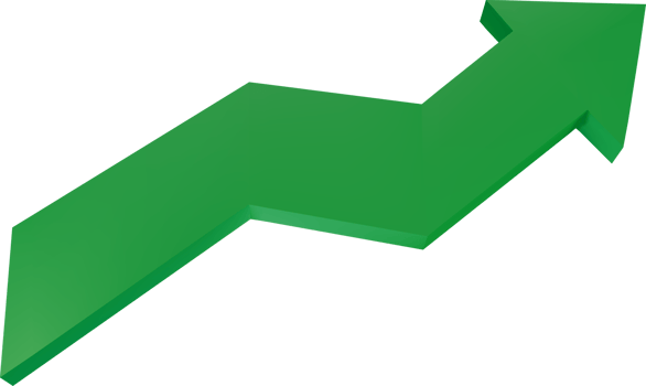 Investment index red down and green growth 3d isolated. png