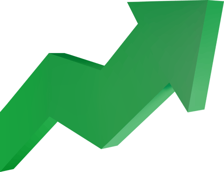 Investment index red down and green growth 3d isolated. png