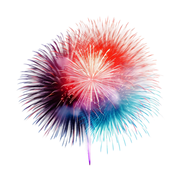 AI generated new fireworks on transparent background PNG image, happy new year