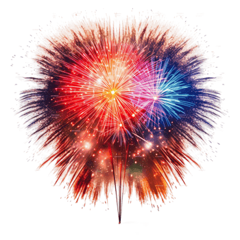 AI generated new fireworks on transparent background PNG image, happy new year