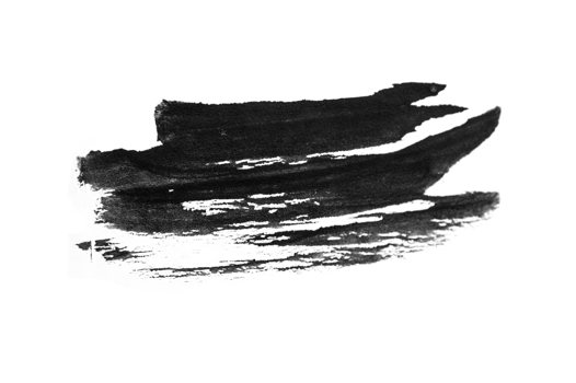 Black abstract brush texture stroke and splashes of paint on paper. Grunge art calligraphy transparent background png