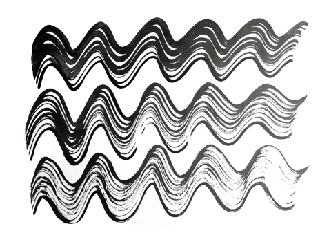 Black abstract wave texture brush stroke and splashes of paint on paper. Grunge art calligraphy transparent background png