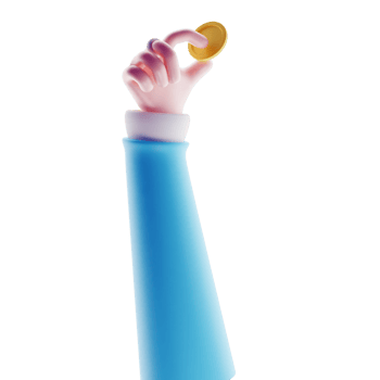 3d illustration of hand holding coin money, concept or give and donate investment on transparent background. png