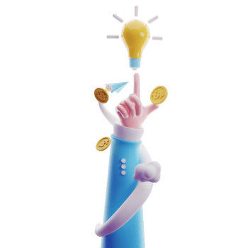 3d illustration of hand holding light bulb on transparent background. concept thinking and idea success png
