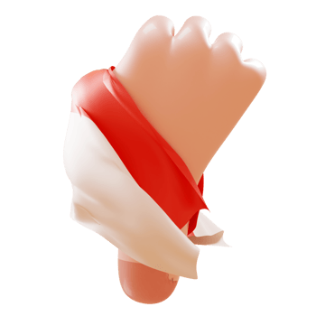 3D illustration of cartoon hand gesture holding indonesian flag png