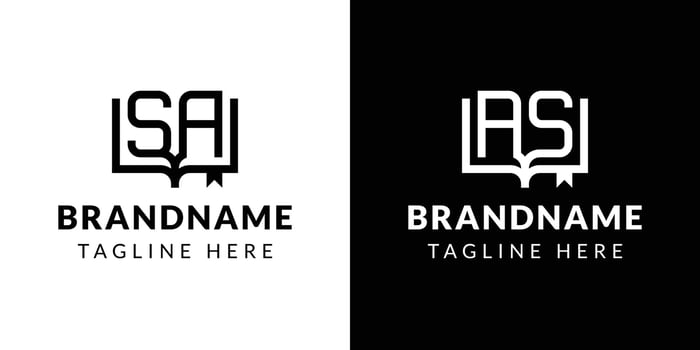 Letter AS and SA Book Logo, suitable for business related to book with AS or SA initials. vector