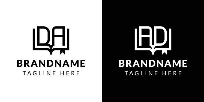 Letter AD and DA Book Logo, suitable for business related to book with AD or DA initials. vector