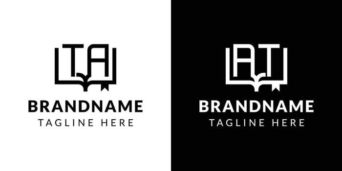 Letter AT and TA Book Logo, suitable for business related to book with AT or TA initials. vector