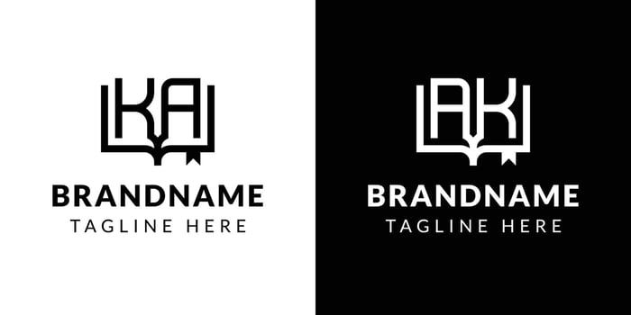 Letter AK and KA Book Logo, suitable for business related to book with AK or KA initials. vector