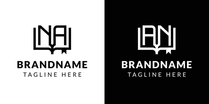 Letter AN and NA Book Logo, suitable for business related to book with AN or NA initials. vector