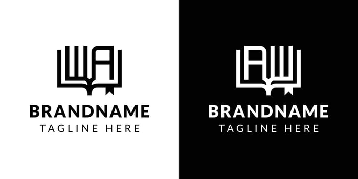 Letter AW and WA Book Logo, suitable for business related to book with AW or WA initials. vector