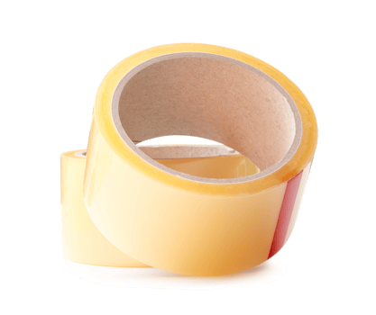 Two brown transparent tape in stack isolated with clipping path and shadow in png file format