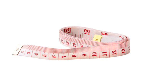 White tape measure with scale number isolated with clipping path in png file format