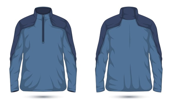 Casual quarter zip sweatshirt mockup front and back view vector