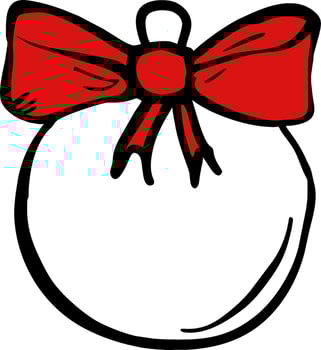 a christmas ball with a red bow on it vector