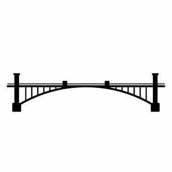 Arch bridge silhouette vector. City bridge silhouette can be used as icon, symbol or sign. Arch bridge icon vector for design of architecture, highway or city