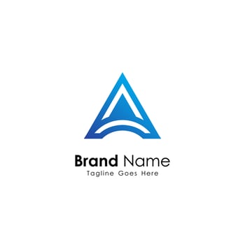 Modern Letter A Logo Design with Blue Color Isolated on White Background, Simple Triangle A Logo Inspiration Template Vector