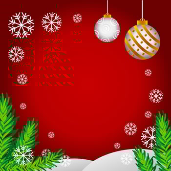 Red Christmas background and decorations vector