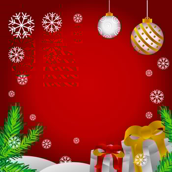Red Christmas background and decorations vector
