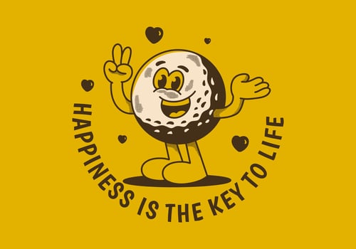 Happiness is the key to life. Mascot character illustration of golf ball with happy face vector