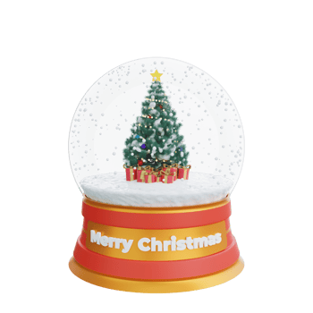 3D illustration of festive christmas snow globe decoration png