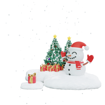 3D illustration of joyful christmas scene decoration png