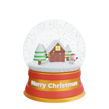 3D illustration of festive christmas snow globe decoration png
