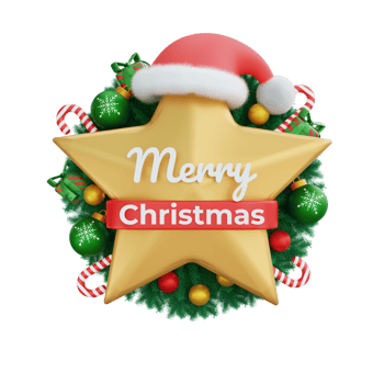 3D illustration of Festive Christmas Star decoration png