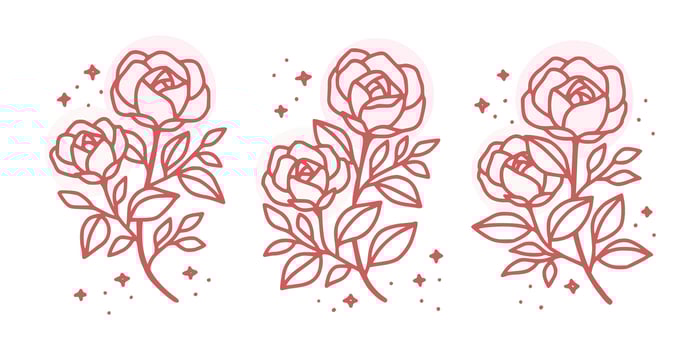 Vintage hand drawn rose flower logo element collection vector