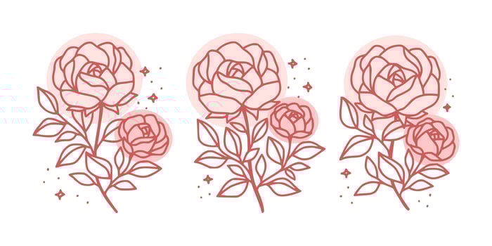 Vintage hand drawn rose flower logo element collection vector