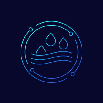 Absorption icon, absorb water linear design vector