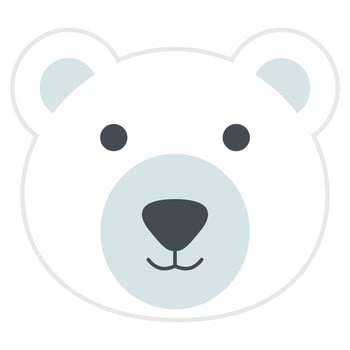 Cute polar bear face animal cartoon icon white background vector illustration.