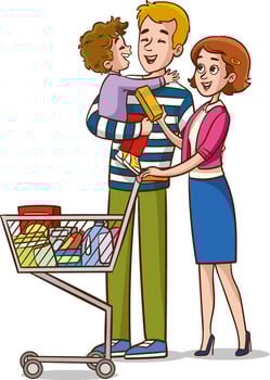 vector illustration of family shopping.