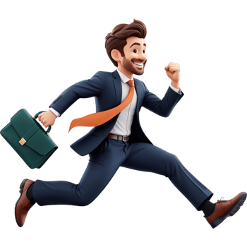 AI generated Smiling business man running. AI Generative png