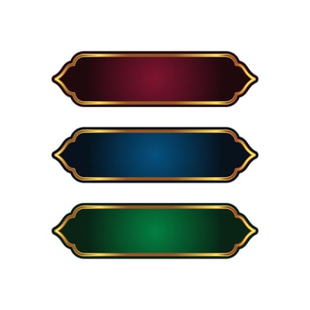 set of elegant islamic ribbon shape with golden frame vector