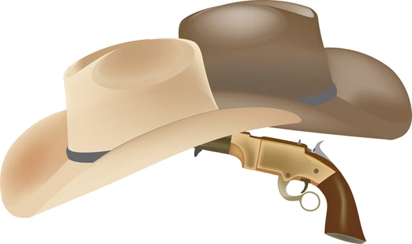 traditional cawboy type hats with firearm vector