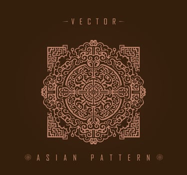 Traditional Geometric Asian Square Pattern vector