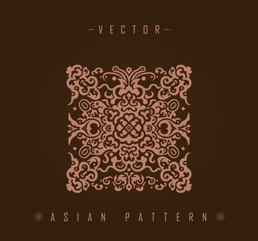 Ornate Asian Square Pattern with Geometric Accents vector