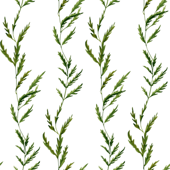 Seamless Pattern with Green Leaves Watercolor Illustration. Hand drawn design element isolated on transparent background png