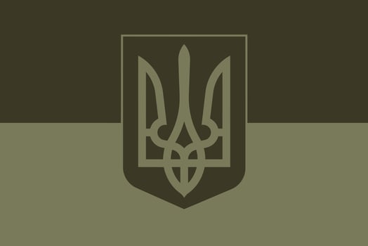 Ukrainian military flag with coat of arms vector