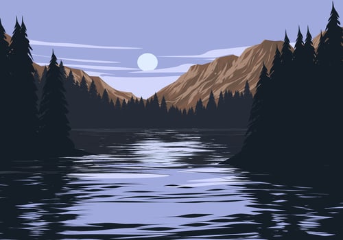 Scenic mountain and lake landscape vector