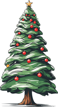 AI generated decorated christmas tree png