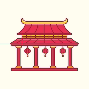 Chinese temple, chinese traditional building illustration vector
