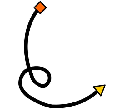 Arrow with circular custom shape with white background. vector