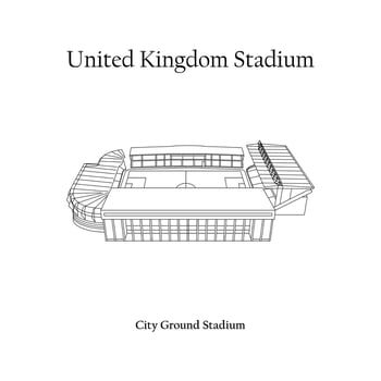 Graphic Design of the City Ground Stadium, Nottingham City, Nottingham Forest Home Team. United Kingdom International Football Stadium. Premier League vector