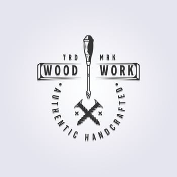 screwdriver and screw tool logo vector for carpentry icon symbol illustration design