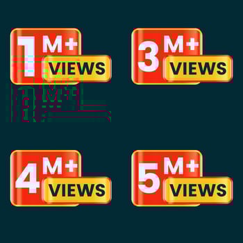 million views badge design for thumbnail design vector