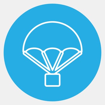 Icon parachute. Military elements. Icons in blue round style. Good for prints, posters, logo, infographics, etc. vector