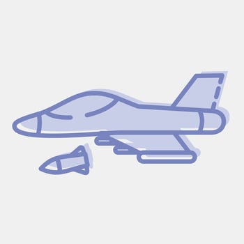Icon fighter jet. Military elements. Icons in two tone style. Good for prints, posters, logo, infographics, etc. vector